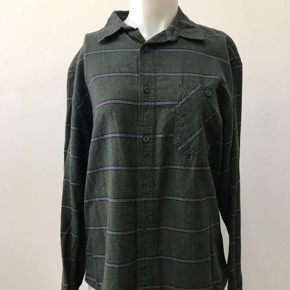 Hawk Green striped long sleeve button up